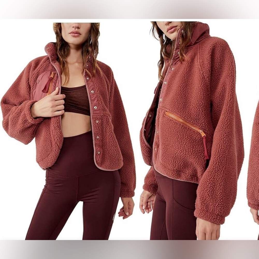 Free People fleece jacket FP Movement Hit The Slopes size small snap closure